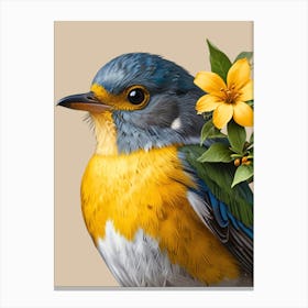 Bird With Flowers Canvas Print