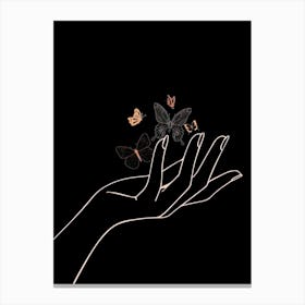 Butterfly On A Hand Canvas Print