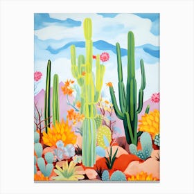 Western Cactus Desert Landscape Canvas Print