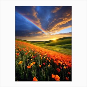 Rainbow Over Poppies Canvas Print