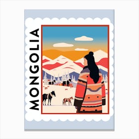 Mongolia 2 Travel Stamp Poster Canvas Print