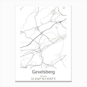 Gevelsberg,Germany Minimalist Map Canvas Print