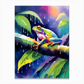 Frog In The Rain Canvas Print