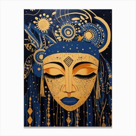 Gold And Blue Painting Canvas Print