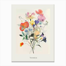 Veronica 1 Collage Flower Bouquet Poster Canvas Print