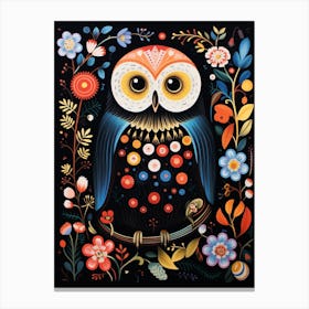 Folk Bird Illustration Snowy Owl 2 Canvas Print