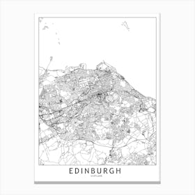 Edinburgh White Map Canvas Print