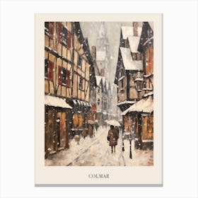 Vintage Winter Painting Poster Colmar France 1 Canvas Print