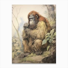 Storybook Animal Watercolour Orangutan Canvas Print