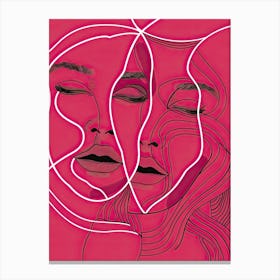 Simplicity Pink Lines Woman Abstract 6 Canvas Print