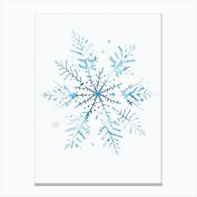 Winter Snowflake Pattern, Snowflakes, Minimalist Watercolour 2 Canvas Print
