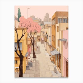 Nicosia Cyprus 2 Vintage Pink Travel Illustration Canvas Print