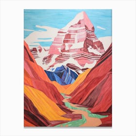 Mount Robson Canada 2 Colourful Mountain Illustration Canvas Print