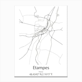 Etampes,France Minimalist Map Canvas Print