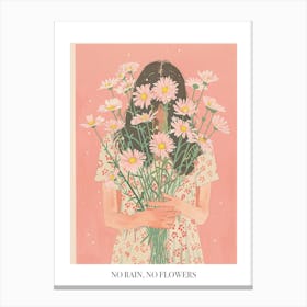No Rain, No Flowers Poster Spring Girl With Pink Flowers 4 Canvas Print