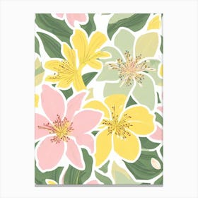 Lilies Pastel Floral 4 Flower Canvas Print