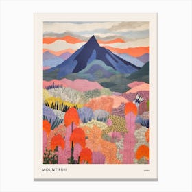 Mount Fuji Japan 1 Colourful Mountain Illustration Poster Canvas Print