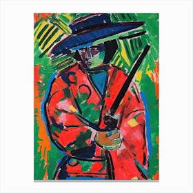 Samurai In Fauvist Matisse Japanese Style  1 Canvas Print