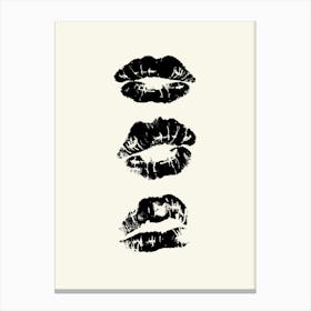 Kiss Lips Black Canvas Print