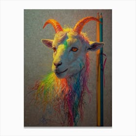 Goat With Colored Pencils Canvas Print