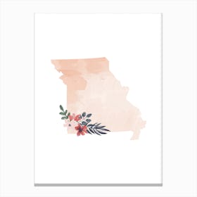 Missouri Watercolor Floral State Canvas Print