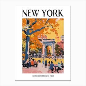 Washington Square Park New York Colourful Silkscreen Illustration 2 Poster Canvas Print