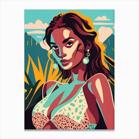 Woman In A Bikini Minimal Illustration Canvas Print