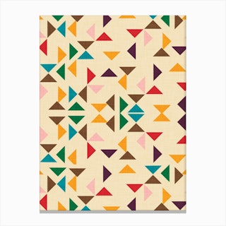 Kilim Triangle Pattern Beige Canvas Print
