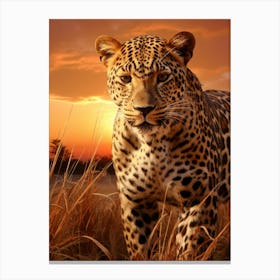 African Leopard Sunset Portrait 1 Canvas Print