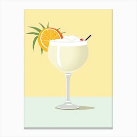 Illustration Piña Colada Floral Infusion Cocktail 3 Canvas Print