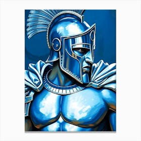 Spartan Warrior Blue Portrait Canvas Print