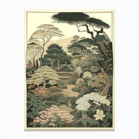 Ryoan Ji Garden 1, Japan Vintage Botanical Canvas Print