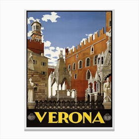 Vintage Verona Travel Poster, Dawn Hudson Canvas Print