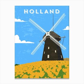 Amsterdam, Netherlands/Holland — Retro travel minimalist poster, retro travel art, retro travel wall art, vector art 2 Canvas Print