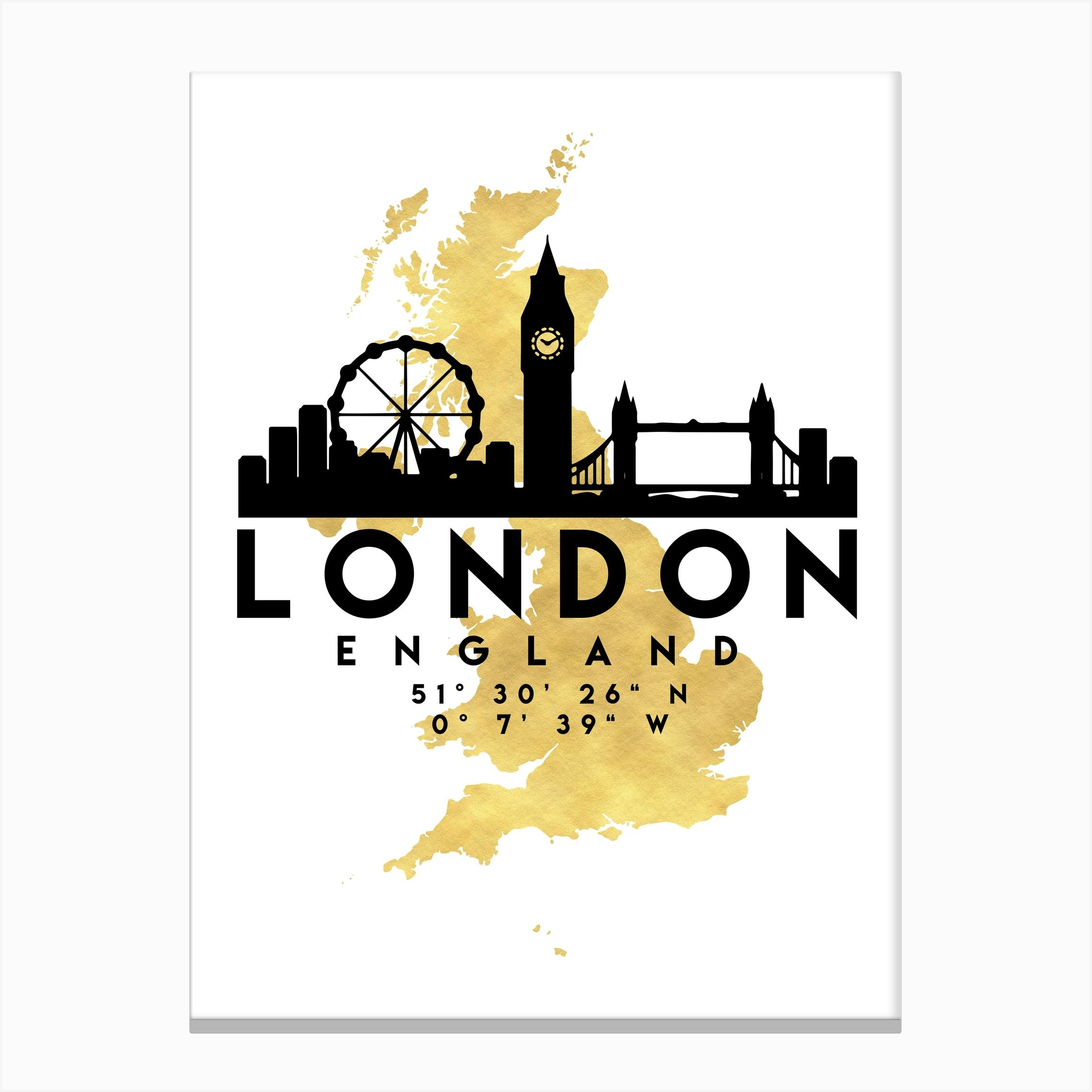 LONDON SKYLINE MAP Print Poster Watercolour Framed Canvas Wall Art Gift CITY