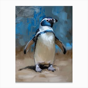 African Penguin Oamaru Blue Penguin Colony Oil Painting 3 Canvas Print