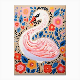 Pink Scandi Swan 3 Canvas Print