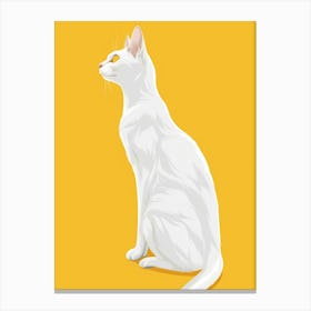 White Cat On Yellow Background Canvas Print