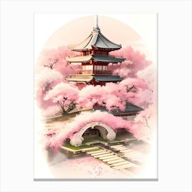 Sakura Blossom Temple Canvas Print