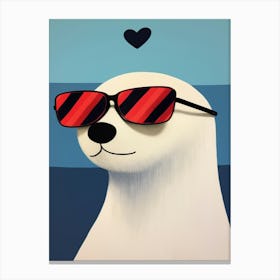 Little Harp Seal Wearing Sunglasses Canvas Print