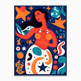 Aquarius Illustration Zodiac Star Sign 7 Canvas Print