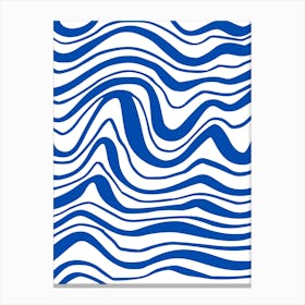 Blue And White Wavy Pattern Canvas Print