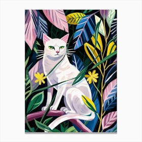 White Cat In The Jungle Canvas Print