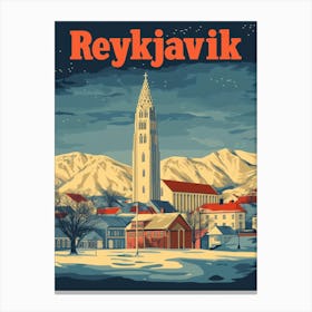 Aihrgdesign A Vintage Travel Poster Of Reykjavik 2 Canvas Print