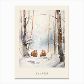 Winter Watercolour Beaver 2 Poster Canvas Print