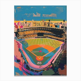 Yankee Stadium New York Colourful Silkscreen Illustration 3 Canvas Print