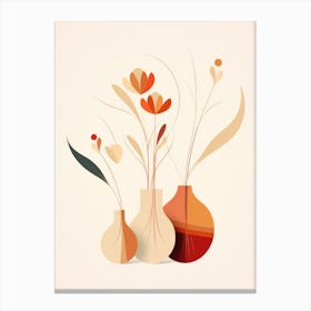 Three Vases With Flowers Canvas Print