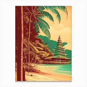 Koh Lanta Thailand Vintage Sketch Tropical Destination Canvas Print