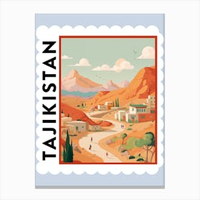 Tajikistan Travel Stamp Poster Canvas Print
