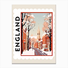Retro Winter Stamp Poster Canterbury United Kingdom 1 Canvas Print